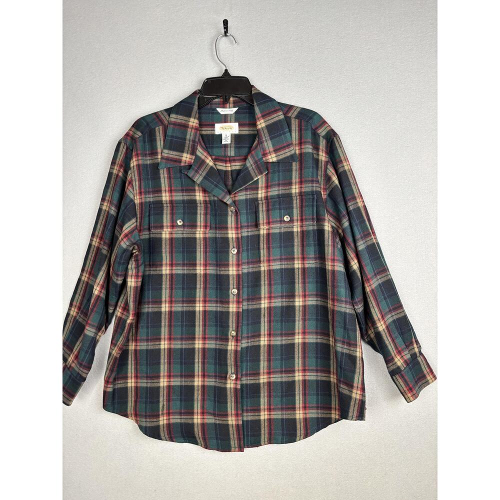 Talbots Shirt Womens Medium Plaid Wool Elbow Patch Jacket Made in Italy